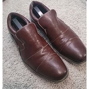 Steve Madden BSERGE Leather Loafers Men 10.5 Cognac Brown Dress